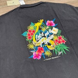 Tommy Bahama Mens Size XXL Shirt Black Silk Lets Get It Poppin Embroidered NEW